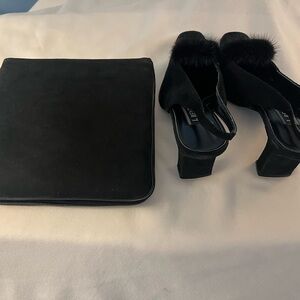 J.Renee Black Heels with Fur Accent